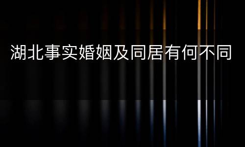 湖北事实婚姻及同居有何不同