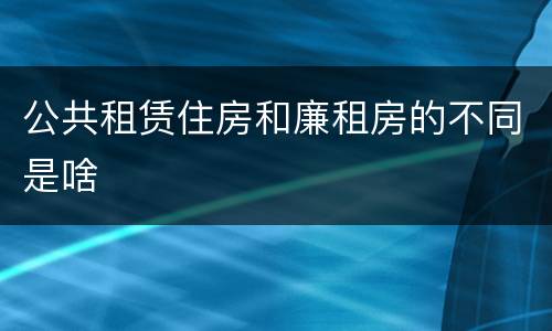 公共租赁住房和廉租房的不同是啥