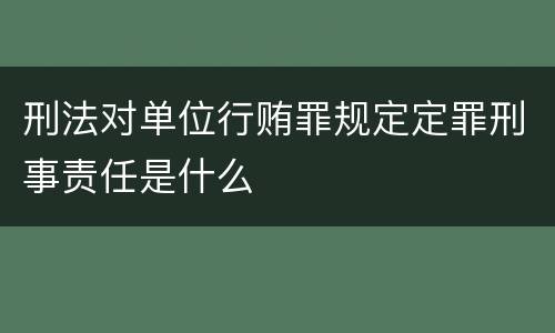 刑法对单位行贿罪规定定罪刑事责任是什么