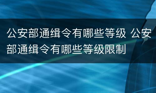 公安部通缉令有哪些等级 公安部通缉令有哪些等级限制