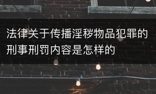 法律关于传播淫秽物品犯罪的刑事刑罚内容是怎样的