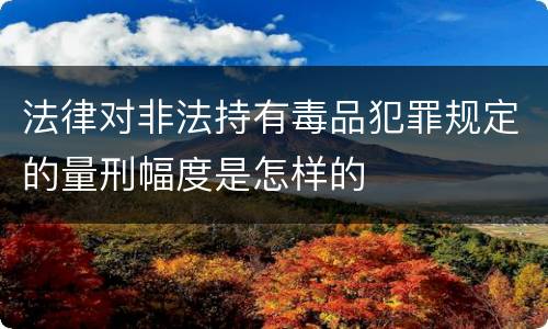法律对非法持有毒品犯罪规定的量刑幅度是怎样的