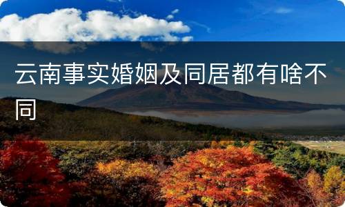 云南事实婚姻及同居都有啥不同