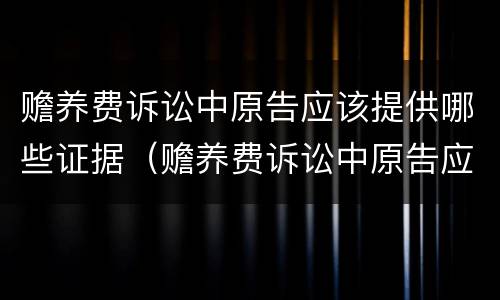 赡养费诉讼中原告应该提供哪些证据（赡养费诉讼中原告应该提供哪些证据呢）