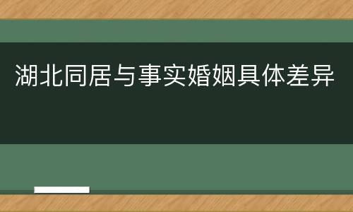 湖北同居与事实婚姻具体差异