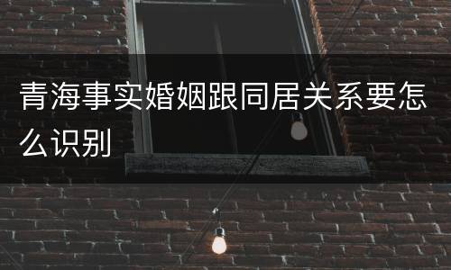 青海事实婚姻跟同居关系要怎么识别