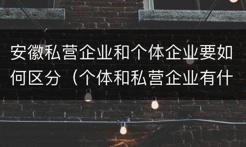 安徽私营企业和个体企业要如何区分（个体和私营企业有什么区别）