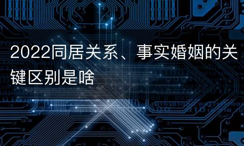 2022同居关系、事实婚姻的关键区别是啥