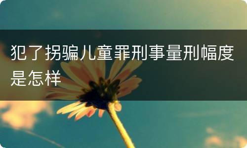 犯了拐骗儿童罪刑事量刑幅度是怎样