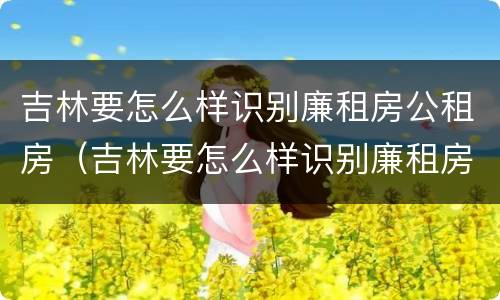 吉林要怎么样识别廉租房公租房（吉林要怎么样识别廉租房公租房呢）