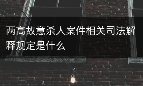 两高故意杀人案件相关司法解释规定是什么