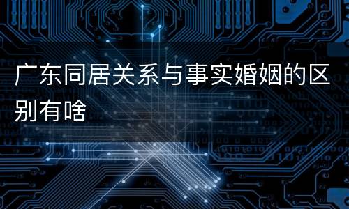 广东同居关系与事实婚姻的区别有啥