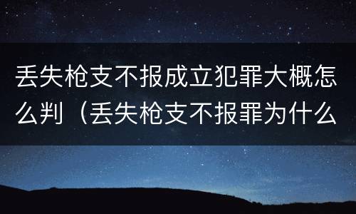 丢失枪支不报成立犯罪大概怎么判（丢失枪支不报罪为什么是结果犯）