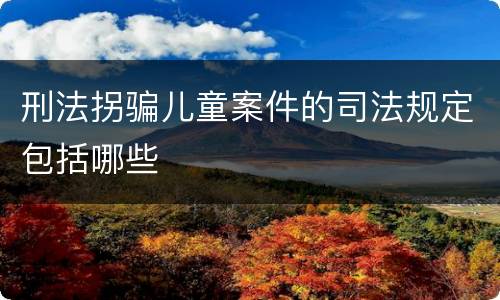 刑法拐骗儿童案件的司法规定包括哪些
