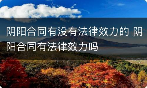 阴阳合同有没有法律效力的 阴阳合同有法律效力吗