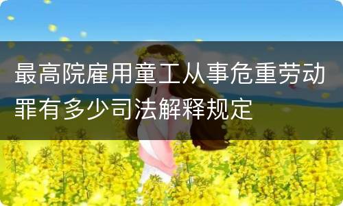 最高院雇用童工从事危重劳动罪有多少司法解释规定