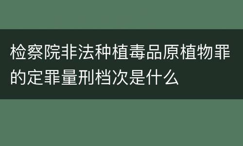 检察院非法种植毒品原植物罪的定罪量刑档次是什么