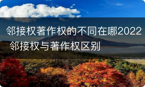 邻接权著作权的不同在哪2022 邻接权与著作权区别
