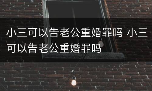 小三可以告老公重婚罪吗 小三可以告老公重婚罪吗