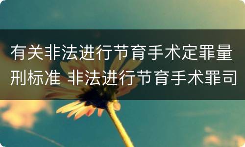 有关非法进行节育手术定罪量刑标准 非法进行节育手术罪司法解释
