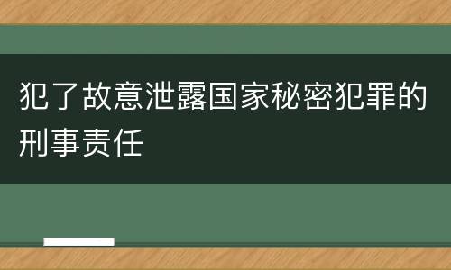 犯了故意泄露国家秘密犯罪的刑事责任