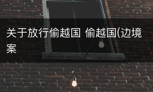 关于放行偷越国 偷越国(边境案