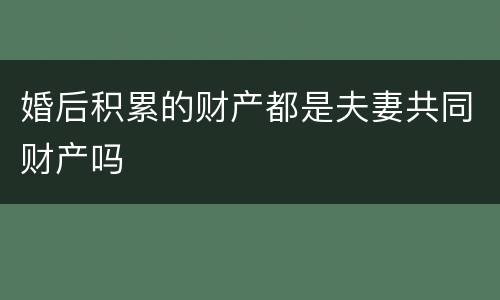 婚后积累的财产都是夫妻共同财产吗