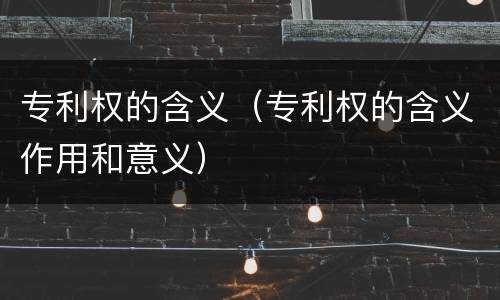 专利权的含义（专利权的含义作用和意义）