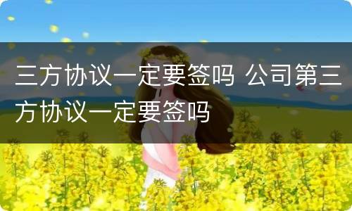 三方协议一定要签吗 公司第三方协议一定要签吗