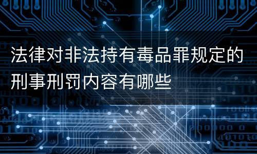 法律对非法持有毒品罪规定的刑事刑罚内容有哪些