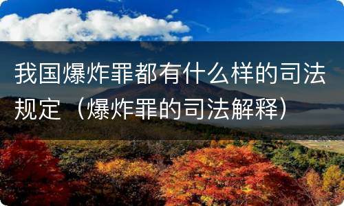 我国爆炸罪都有什么样的司法规定（爆炸罪的司法解释）