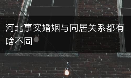 河北事实婚姻与同居关系都有啥不同