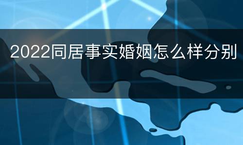 2022同居事实婚姻怎么样分别