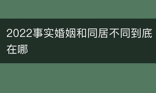 2022事实婚姻和同居不同到底在哪