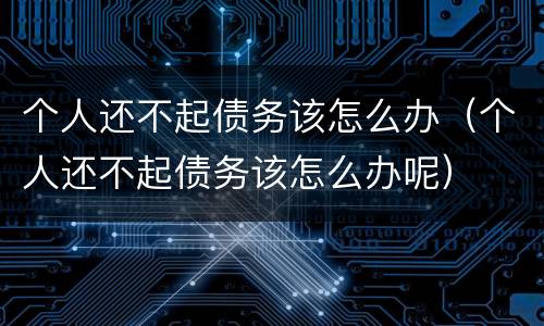 个人还不起债务该怎么办（个人还不起债务该怎么办呢）