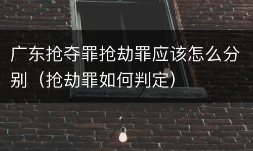 广东抢夺罪抢劫罪应该怎么分别（抢劫罪如何判定）
