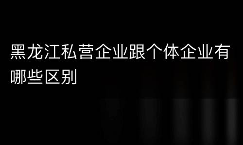 黑龙江私营企业跟个体企业有哪些区别