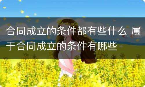 合同成立的条件都有些什么 属于合同成立的条件有哪些