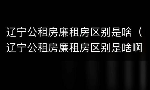 辽宁公租房廉租房区别是啥（辽宁公租房廉租房区别是啥啊）