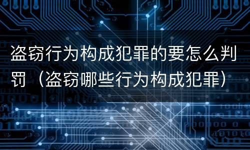 盗窃行为构成犯罪的要怎么判罚（盗窃哪些行为构成犯罪）