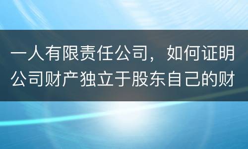一人有限责任公司，如何证明公司财产独立于股东自己的财产