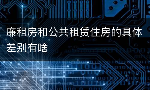 廉租房和公共租赁住房的具体差别有啥