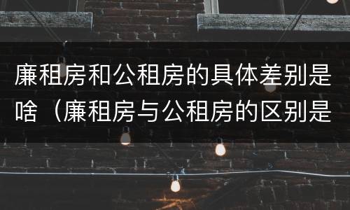 廉租房和公租房的具体差别是啥（廉租房与公租房的区别是什么）