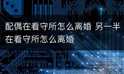 配偶在看守所怎么离婚 另一半在看守所怎么离婚