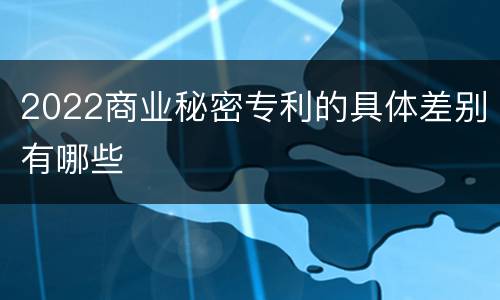 2022商业秘密专利的具体差别有哪些