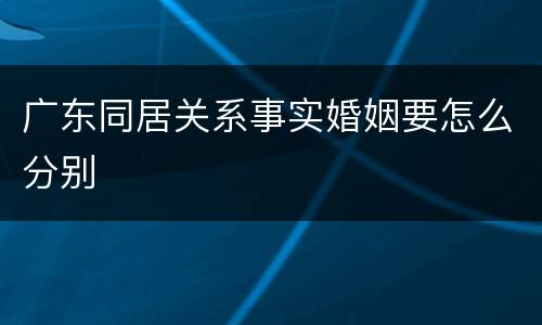 广东同居关系事实婚姻要怎么分别