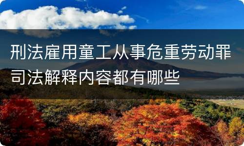 刑法雇用童工从事危重劳动罪司法解释内容都有哪些