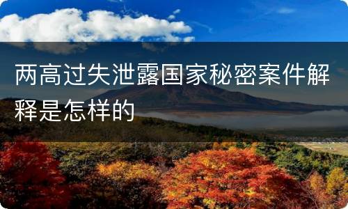 两高过失泄露国家秘密案件解释是怎样的