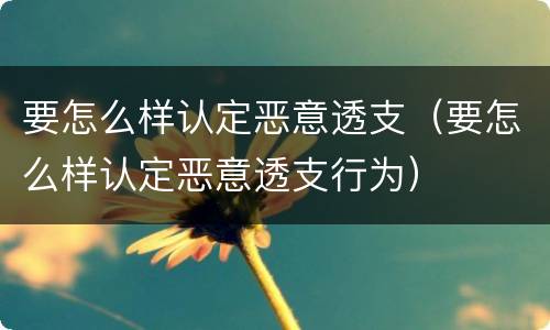 要怎么样认定恶意透支（要怎么样认定恶意透支行为）