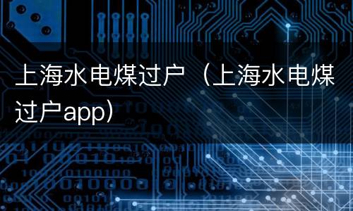 上海水电煤过户（上海水电煤过户app）